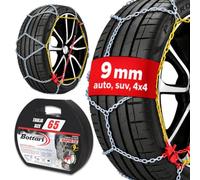 Bottari Rapid T2 Catene da Neve 9 mm Maglia a Rombo, Taglia 65, 2 Pz | Maglia compatta a sezione D, tensionatore automatico esterno, cavo colorato, omologate EN 16662-1 e ÖNORM V5117.