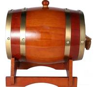 Botte di Rovere per Vino con Supporto e Rubinetto in Legno, Rivestimento Interno in Lamina di Alluminio, Accessorio Decorativo per Bar Domestico (5L-50L)(A,5L)