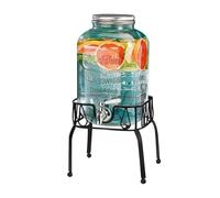 Botte di vino con rubinetto, set decanter per whisky con supporto, dispenser per bevande a forma di barilotto in vetro da 3 a 5 l, dispenser per liquori, caraffa in vetro, beccuccio, dispenser per