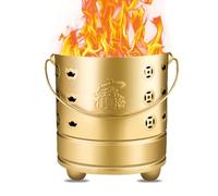 Botte per Il Fuoco da Esterno per la combustione dei rifiuti, inceneritore con Maniglia e Supporto, Gabbia per la combustione Dorata da 48x48x48 cm per Lo smaltimento dei rifiuti in casa, ca