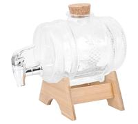 Botte per Vino in Vetro da 1000ml Rubinetto e Base | Bocca Larga, Anello di Tenuta e Coperchio Sigillato, per Succo e Bevande in Casa o Picnic
