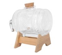 Botte per Vino in Vetro da 1000ml Rubinetto e Base | Tappo Sigillato, Bocca Ampia, Corpo Trasparente, Uso per Acqua Aromatizzata, Cucina e Tavolo