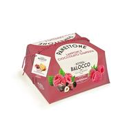 BOTTEGA BALOCCO - Panettone Lamponi e Cioccolato Gianduia 750gr - Incartato a Mano - Realizzato in collaborazione con Agrimontana