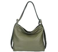 Bottega Carele Borsa Donna a spalla in vera pelle,trasfomabile in zaino. made in Italy (verde militare)