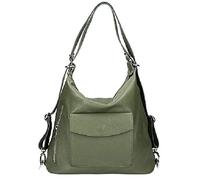 Bottega Carele Borsa Donna a spalla trasformabile in Zaino in vera pelle made in Italy BC251 (Verde militare)