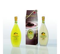 Bottega Confezione Cuor di Limone - Liquore Limoncino 30% - 500ml & Crema Limoncino Limoni di Sicilia 15% - 500ml