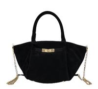 Bottega della Principessa Borsa donna in camoscio nera - vera pelle, tote bag, borsa media a mano e tracolla lunga