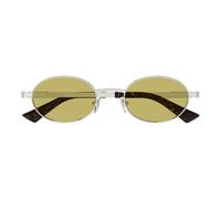 Bottega Veneta Bv1470s Occhiali Da Sole Unisex Argento Rotondo Giallo 52mm
