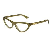 Bottega Veneta Donna BV1416O 003 Montature da vista Acetato Verde Trasparente Cat Eye