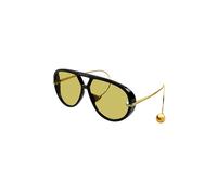 Bottega Veneta Occhiali da Sole BV1273S 003 Drop Aviator Nero/Giallo Unisex 63/12/140