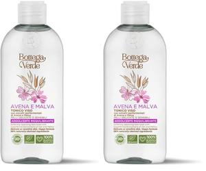 Bottega Verde - Avena e Malva, Tonico Viso, 200 ml, con Estratti Iperfermentati di Avena e Malva, Addolcente Riequilibrante, per Pelli Delicate o Sensibili (Confezione da 2)