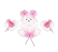 Botter Luigi | Decori Orso Nascita Bambina in Legno Bianco e Rosa con Cuori in Rilievo e Dettagli in Tulle e Raso - per Annuncio Nascita e Decorazioni Esterne o Interne