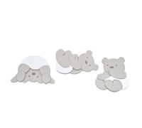 Botter Luigi | Kit 3 Decori in Legno “Orsi Giocosi” Adesivi Bianco e Tortora Per Cameretta Bambini - Decorazioni in Rilievo per Mobili, Armadi, Lettini e Comò - Facili da Applicare