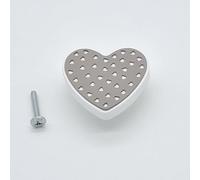 Botter Luigi KIT 6 Pomoli in Legno a Forma di Cuore - Bianco e Tortora - Manopole per Camera Bambina, Cassetti e Armadi - Viti Incluse