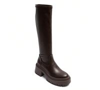 Bottes hautes femme à talon bloc - cuir lisse noir ou marron avec semelle crantée Élégantes et confortables, bottes hautes pour femme in cuir lisse donne style moderne and raffiné. Con la loro coupé a