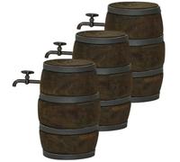 Botti di legno da 3 pezzi per la decorazione Mini botte con rubinetto in metallo e tazza di vino per scena di fattoria delle case delle bambole in scala 1:12 Marrone