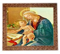 BotticelIi La Madonna del libro,stampa su tela cornice in legno in oro da cm. 7