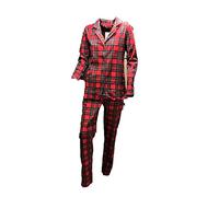 Botticelli Home Pigiama Donna Aperto Caldo Cotone 100% Tartan Scozzese Made in Italy (Rosso Scozzese, M)
