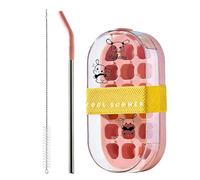 Bottiglia 2 in 1 con Vaschetta per Ghiaccio - Bottiglia 2 in 1 Riutilizzabile con Cannuccia,Stampo per Ghiaccio Domestico a Contatto Zero - per Casa Cucina Ufficio Viaggi Campeggio Escursioni Picnic F