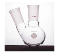 Bottiglia a due colli inclinata con pareti spesse, forma obliqua del pallone a due colli, capacità 100 ml 250 ml, vetro borosilicato,(100mL-F414400)