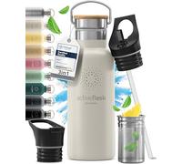 Bottiglia Acqua Termica INOX ACTIVE FLASK + Cannuccia (3 Tappi), Senza BPA, 1l/500ml | Borraccia Isotermica Acciaio - Caldo/Freddo, Ufficio Outdoor Sport Bicicletta viaggio fitness, Caffe Te