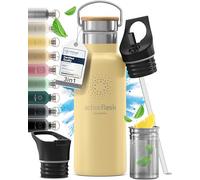 Bottiglia Acqua Termica INOX ACTIVE FLASK + Cannuccia (3 Tappi), Senza BPA, 1l/500ml | Borraccia Isotermica Acciaio - Caldo/Freddo, Ufficio Outdoor Sport Bicicletta viaggio fitness, Caffe Te