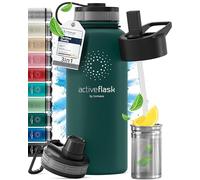 Bottiglia Acqua Termica INOX ACTIVE FLASK + Cannuccia (3 Tappi), Senza BPA, 1l/500ml | Borraccia Isotermica Acciaio - Caldo/Freddo, Ufficio Outdoor Sport Bicicletta viaggio fitness, Caffe Te