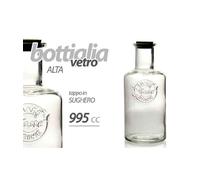 BOTTIGLIA ALTA IN VETRO 995 CC TAPPO IN SUGHERO STILE VINTAGE DECORATA 728297