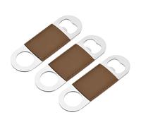 Bottiglia Apritore,3pz 4,7" - Acciaio Inox con Pelle Maniglia,(Marrone)