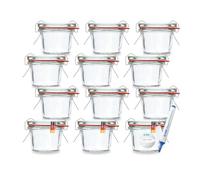 Bottiglia Bauer - piccolo barattolo da 35 ml, utilizzabile come mini barattolo per conserve, marmellate, barattoli per conserve, 12 pezzi, con etichetta inclusa - Made in Germany