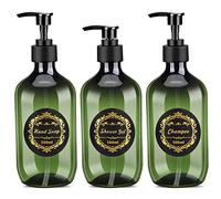 Bottiglia con Dosatore a Pompa di Sapone, 500ML Dispenser Sapone Plastica Vuota, Contenitore Shampoo Balsamo Ricaricabile, Dosatore Bottiglia Bagno per Gel Doccia/Shampoo/Detergente Mani - 3PCS