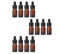 Bottiglia contenitore per campioncini, per cosmetici, con tappo nero e contagocce, in vetro ambrato, per oli essenziali e aromaterapia, da 5 ml / 10 ml (confezione da 12), 5ML, 1
