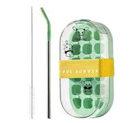 Bottiglia d'acqua a doppia funzione, contenitore per bevande con vaschetta per il ghiaccio, bottiglia riutilizzabile 2 in 1 con cannuccia, premere per rilasciare la funzione di conservazione dei cubet