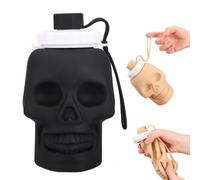 Bottiglia d'acqua a forma di cranio, bottiglie d'acqua pieghevoli in silicone BPA riutilizzabili, durevoli leggeri per escursioni in campeggio in palestra da viaggio, succo di succo (C)
