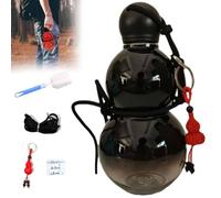 Bottiglia d'acqua a forma di zucca, 800 ml, per sport, viaggi, palestra, ispirazione retrò cinese, accattivante stile zucca, per fan del gioco Black M-yth Monkey King, nero
