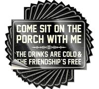 Bottiglia d'acqua adesiva impermeabile Class Ebike Come Sit On The Porch with Me The Drinks are Cold and The Friendship is Free Cartello divertente e divertente di lunga durata (12 x 18 cm, 2 pezzi)