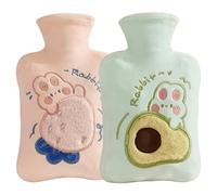 Bottiglia d'acqua calda con peluche bottiglie di acqua calda con copertura 2 set da 500 ml sacca per acqua calda a prova termica morbida cartone animato mini bottiglia di acqua calda