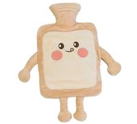 Bottiglia d'acqua calda da 1000 ml di sacca per acqua calda con pane tostato carino copertura peluche bottiglia in gomma per il dono del dolore per le donne, stile femminile 1