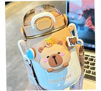 Bottiglia d'acqua Capybara, bottiglia d'acqua isolata in acciaio inossidabile da 700 ml con coperchio e maniglia di paglia, tazza di sottovalutazione a prova di perdite, tazza per bambini che beve pe