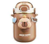 Bottiglia d'acqua Capybara con coperchio e cannuccia in silicone, bottiglia d'acqua carina in acciaio inossidabile da 700 ml, tazza di bere portatile con manico e cinturino regola ·