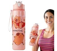 Bottiglia d'acqua Capybara da 750 ml con cannuccia e manico carina per bambini adulti campus palestra ufficio uso esterno