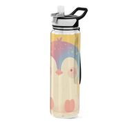 Bottiglia d'acqua con pinguino color arcobaleno in stile cartone animato, per sport, diario portatile, casa, ufficio, patio