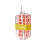 Bottiglia d'acqua con tazza di raffreddamento a pressione 2 in 1 Macchina for il ghiaccio No Touch con coperchio for stampo for ghiaccio Riutilizzabile portatile,For Home Kitchen Use(Pink-800ml)