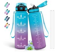 Bottiglia d'acqua da 1 litro, bottiglia d'acqua palestra, a prova di perdita, bottiglia riutilizzabile con cannuccia, facile da pulire, bottiglia d'acqua sportiva, per ciclismo, escursionismo