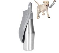 Bottiglia d'acqua da viaggio per cani, dispenser di acqua da viaggio, in acciaio inox, ciotola da viaggio 2 in 1, compatibile con la maggior parte delle taglie di cani, grigio, Se référer au