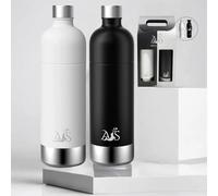 ~ ® Bottiglia d'Acqua in Acciaio Inox per Acqua Frizzante-Senza BPA-Compatibile con Aarke Carbonator 3,Philips Gozero Lite ADD4901BK/10,Sodapop Cooper,Brita sodaONE-1,25L (Blanco/Negro)