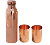 Bottiglia d'acqua in rame puro da 1 litro con 2 bicchieri in rame da 300 ml...