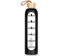 Bottiglia d'acqua in vetro con rivestimento in silicone, nera, 1 l