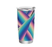 Bottiglia d'acqua isolata colorata in acciaio inossidabile con motivo astratto, resistente alle perdite, tazza da viaggio da 590 ml, per bevande calde e fredde, basta capovolgere il bicchiere da 590