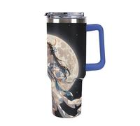 Bottiglia d'acqua isolata in acciaio inossidabile da 40 once Chang'e Flies to The Moon Stampa Tazza da caffè da viaggio con cannuccia ribaltabile Tazza per auto a prova di perdite con coperchio e can